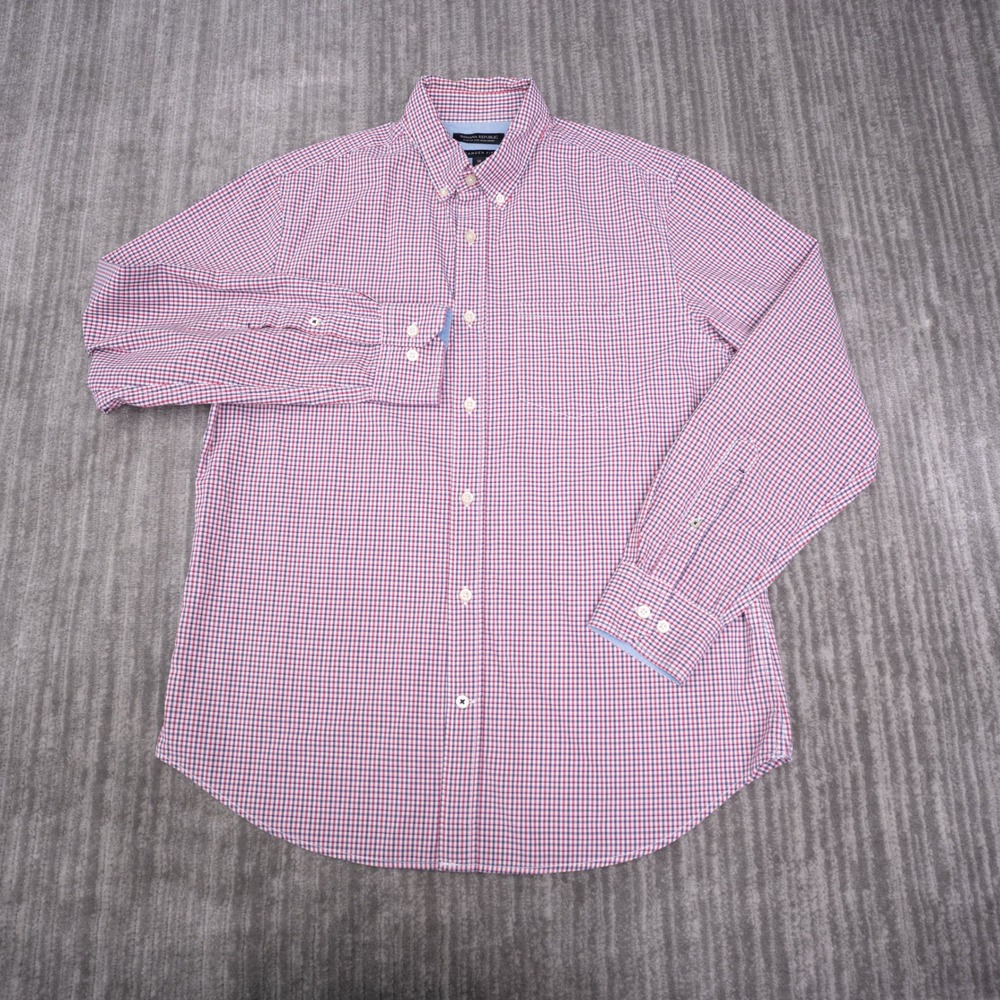 Banana Republic Button Down Shirt Mens M Red Gingham Camden Fit Excellent Cotton